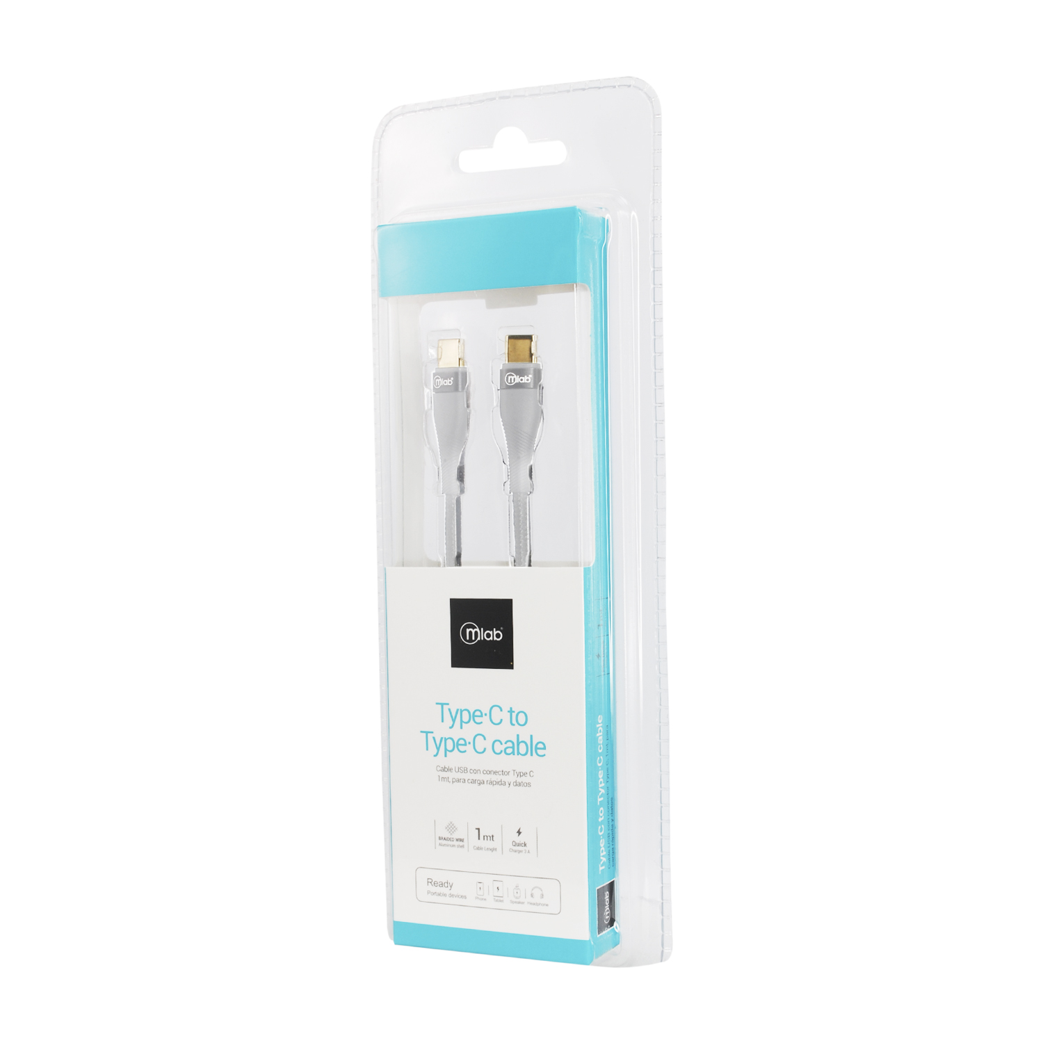 Cable Tipo C a Tipo C Microlab 1m Reforzado Blanco - Imagen 3