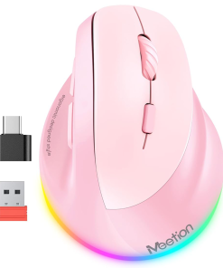 Mouse Vertical Dual Wireless Bluetooth Meetion Btm010r Rosado
